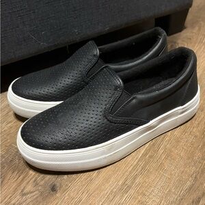 Soda Black Perforated Slip-On Sneakers
